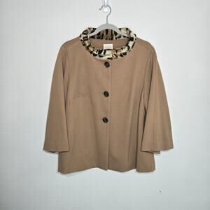 Chico's Women's Swing Jacket With Faux Fur Collar. Size 2.